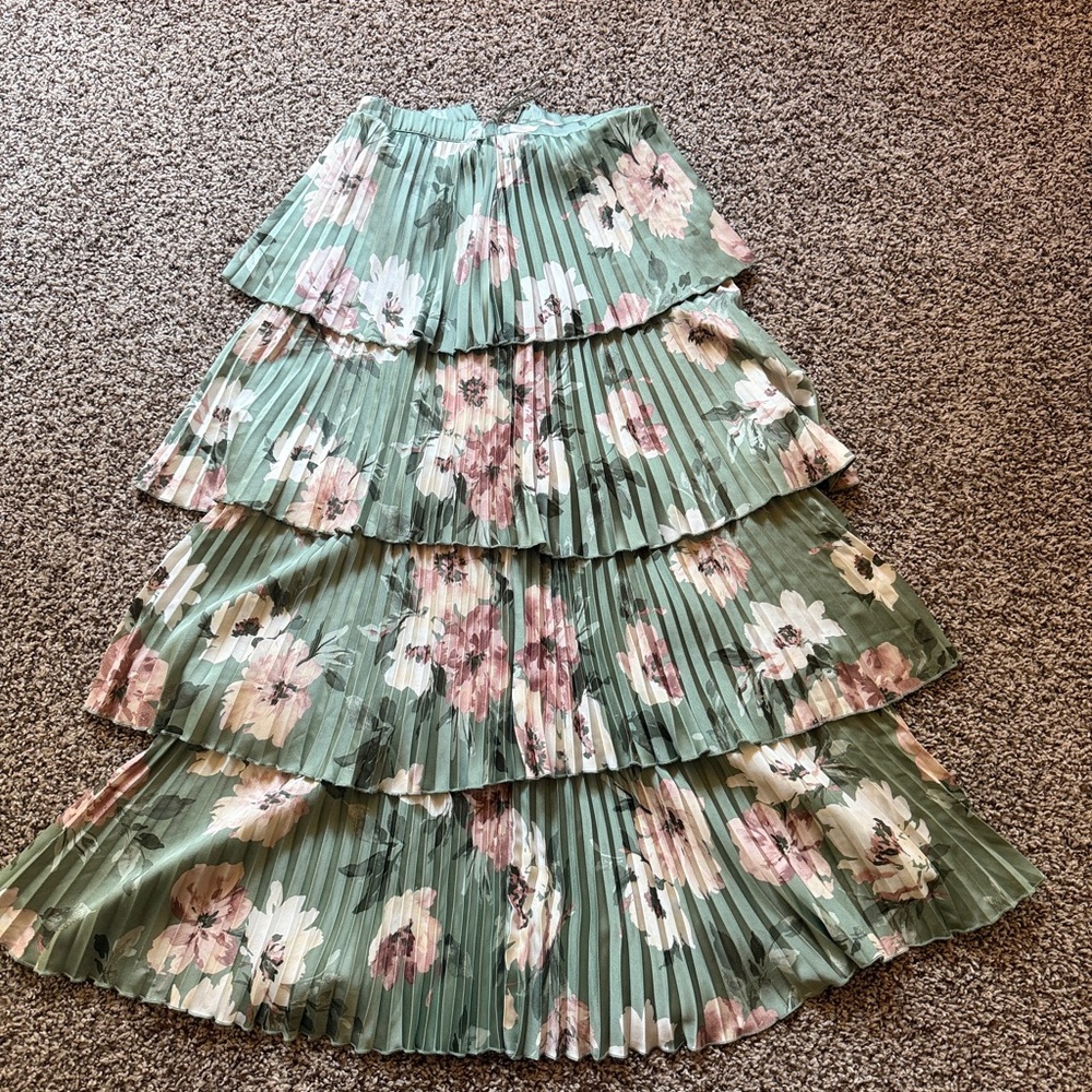 Abercrombie & Fitch Green Floral Maxi Skirt